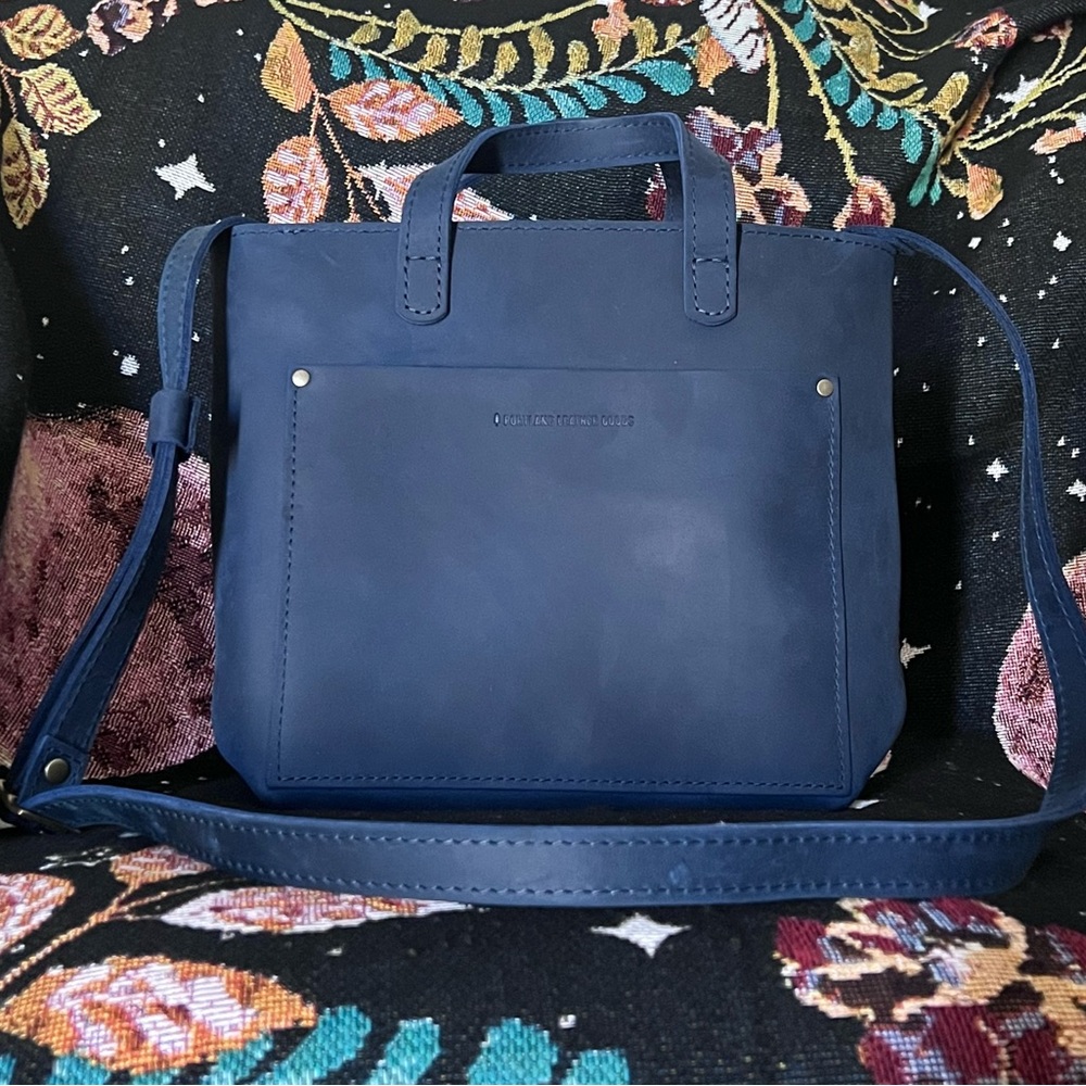 SOLD Portland Leather Goods DEEP WATER mini zip crossbody tote